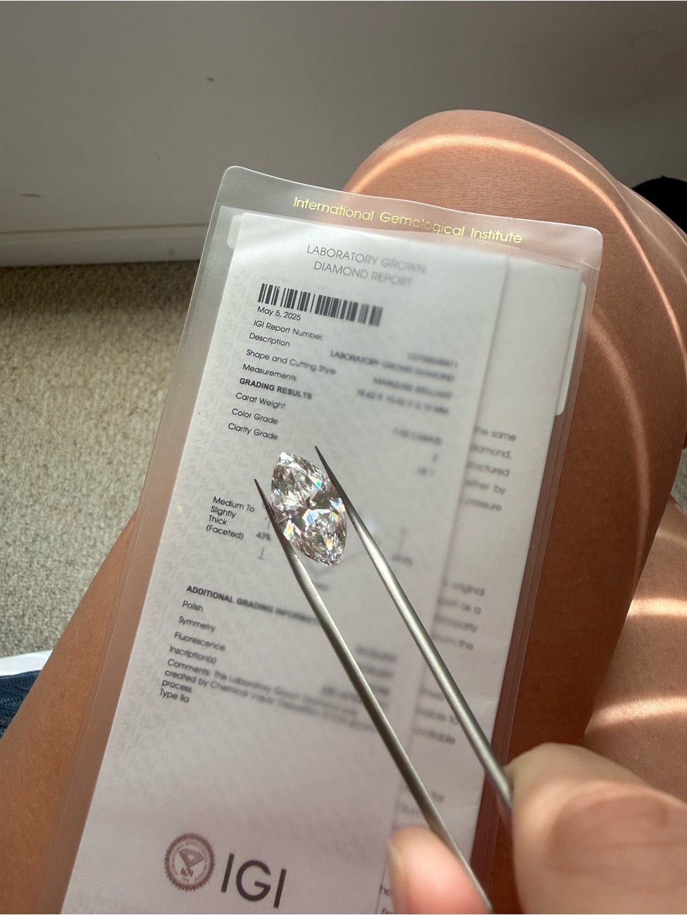 Certified Marquise Laboratory-Grown Diamond